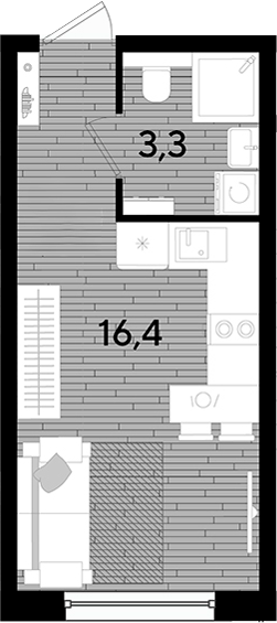 Студия, 19.7 м², 2/16 этаж, ЖК «DОГМА ПАРК»