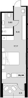 Студия, 25.87 м², 3/6 этаж, ЖК «Гостиничный комплекс Белые ночи»