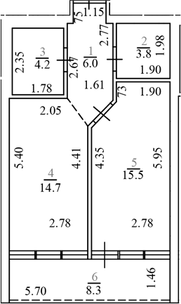 2-комн., 44.2 м², 3/15 этаж, ЖК «Гостиничный комплекс Brevis Apartments»