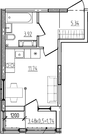 Студия, 21 м², 4/9 этаж, ЖК «Моренуар»
