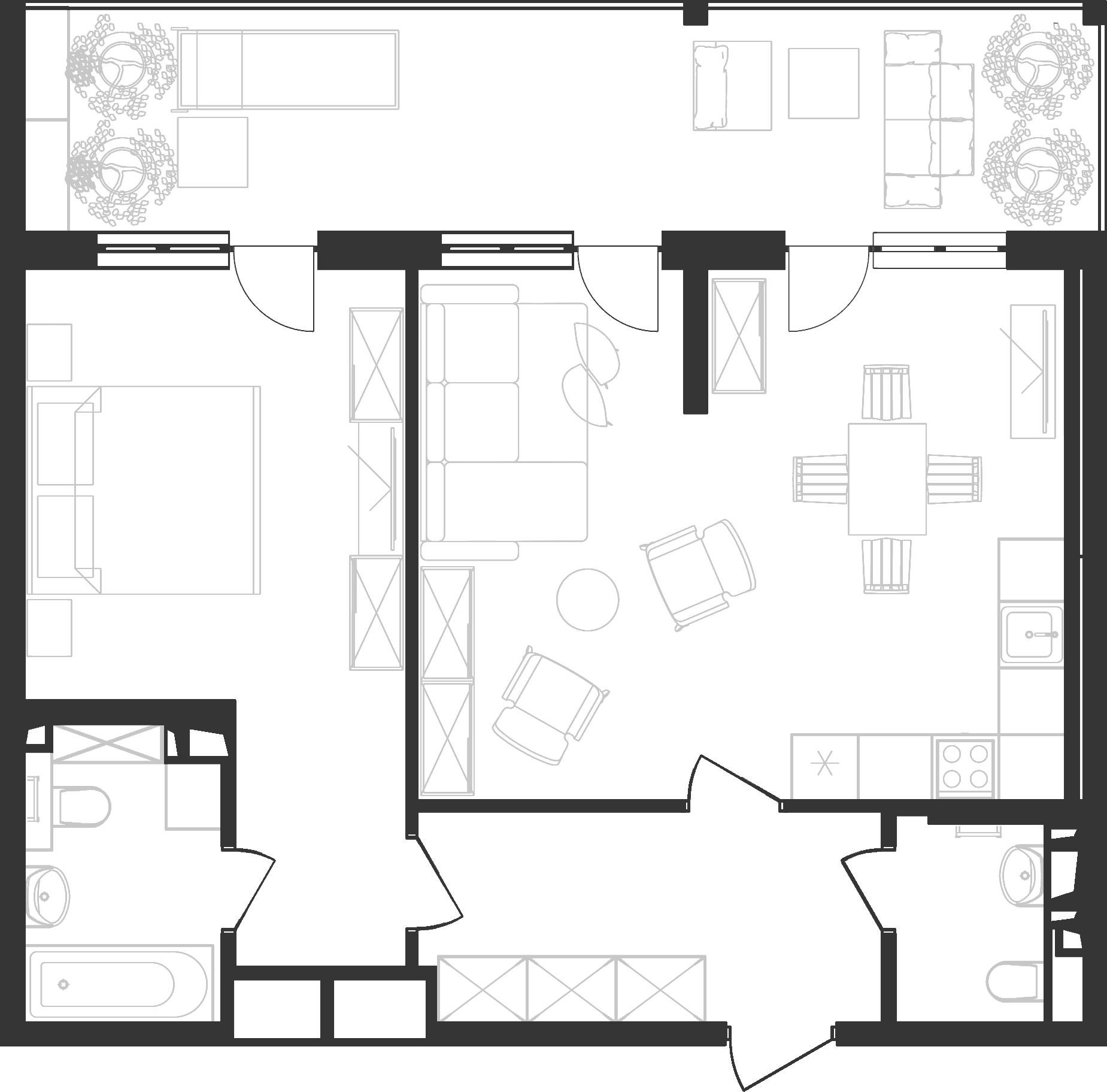 2-комн., 60.1 м², 1/7 этаж, ЖК «Клубная Резиденция Европа. ГК Вектор»