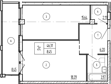 Продается 2-комн. квартира, 46.04 м²