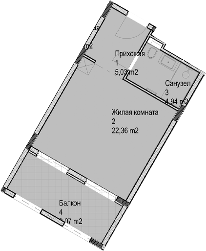 Студия, 32.3 м², 3/6 этаж, ЖК «Гостиничный комплекс Николай 1»