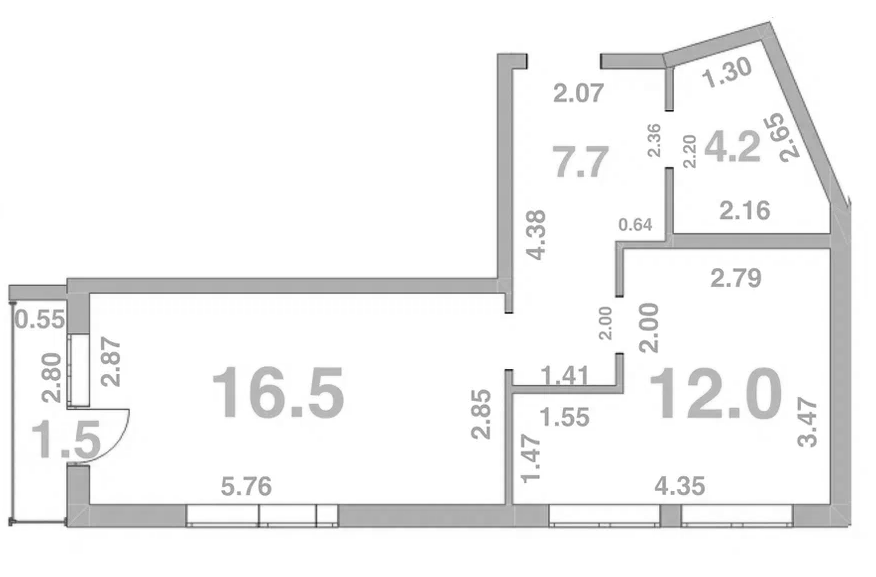 1-комн., 41.9 м², 2/8 этаж, ЖК «Жемчужина Мысхако»