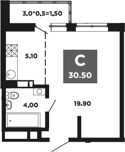 Студия, 28.9 м², 16/20 этаж, ЖК «НЕО-квартал Красная площадь»