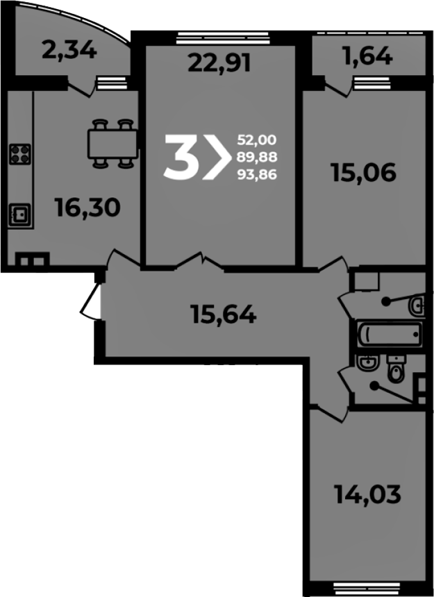 4+ комнаты, 89.88 м², 7/19 этаж, ЖК «Аксиома»