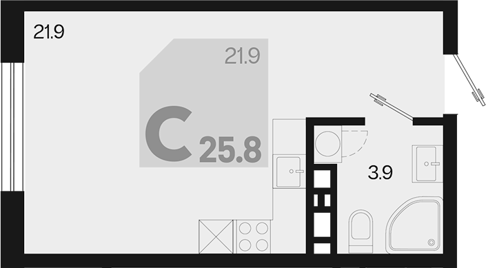 Студия, 25.8 м², 3/9 этаж, ЖК «Первое место»