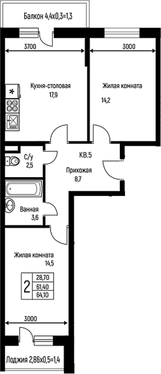 3-комн. Nova Vita