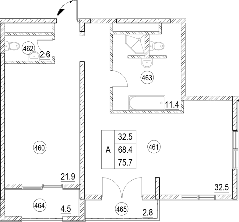 1-комн., 68.6 м², 4/10 этаж, ЖК «Cosmos Park Hotel Macesta»