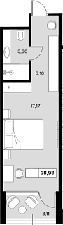 Студия, 25.87 м², 6/6 этаж, ЖК «Гостиничный комплекс Белые ночи»