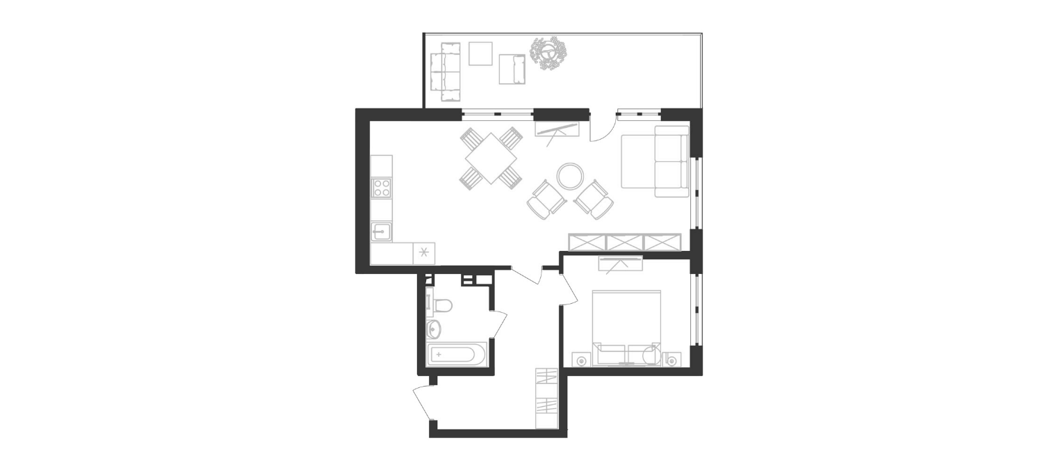 2-комн., 59.21 м², 1/7 этаж, ЖК «Клубная Резиденция Европа. ГК Вектор»