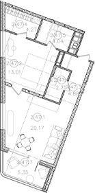 1-комн., 49.07 м², 8/8 этаж, ЖК «Гостиничный комплекс Белые ночи»