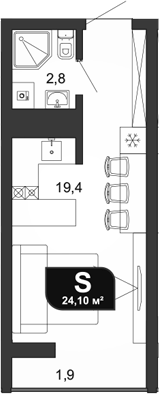 Студия, 22.2 м², 19/19 этаж, ЖК «Сочи Парк»