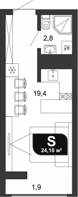 Студия, 22.2 м², 16/19 этаж, ЖК «Сочи Парк»
