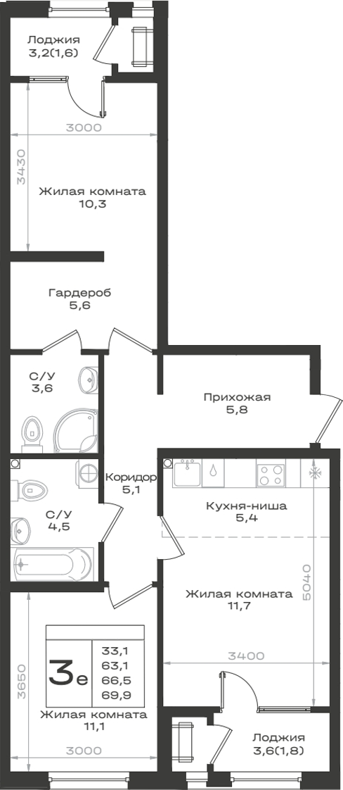 3-комн. Нагория