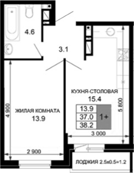 Продается 2-комн. квартира, 37 м²