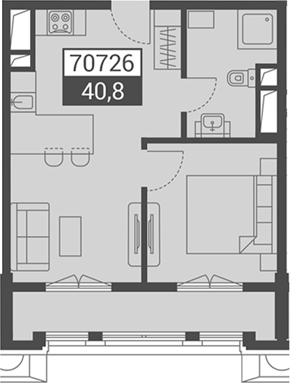 Продается 1-комн. квартира, 40.8 м²