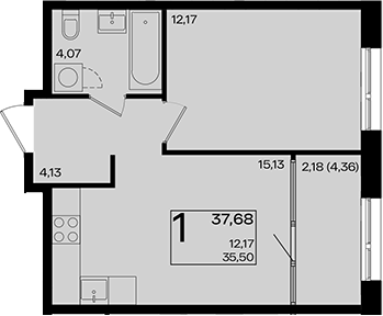 2-комн., 35.5 м², 10/10 этаж, ЖК «Патрики»