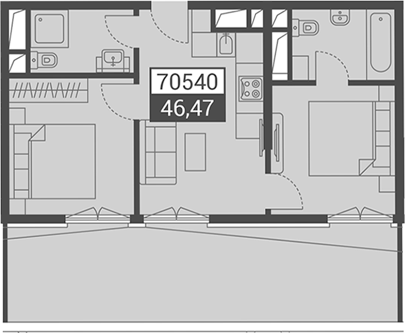 Объект, 62.8 м², 7/7 этаж, ЖК «Красная поляна 540»