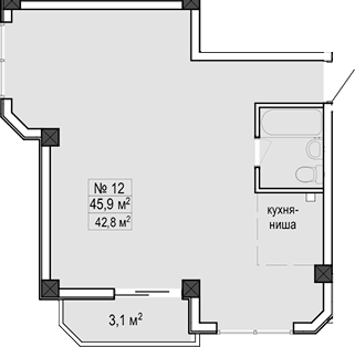 Объект, 45.9 м², 1/11 этаж, ЖК «Море»