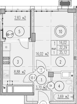 1-комн., 32.29 м², 2/10 этаж, ЖК «Agoy Park Residence by Lavicon»