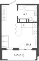 Студия, 23.9 м², 11/24 этаж, ЖК «Все Свои VIP»