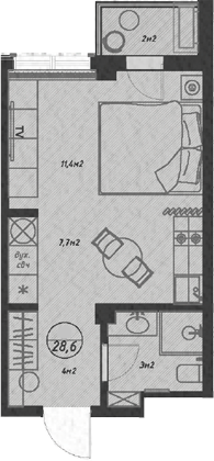 Студия, 27.6 м², 7/7 этаж, ЖК «Оливия»