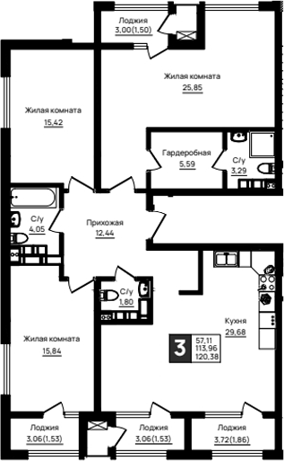 3-комн. Резиденция морей