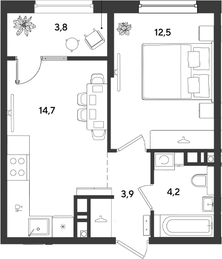 1-комн., 35.3 м², 5/9 этаж, ЖК «Ридз»