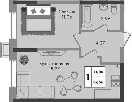 1-комн. Зеленая территория