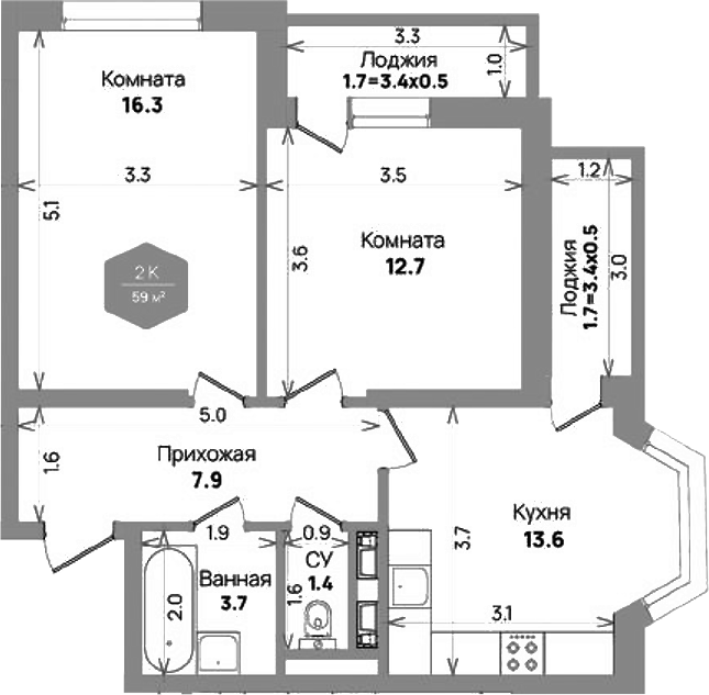 2-комн. Бауинвест