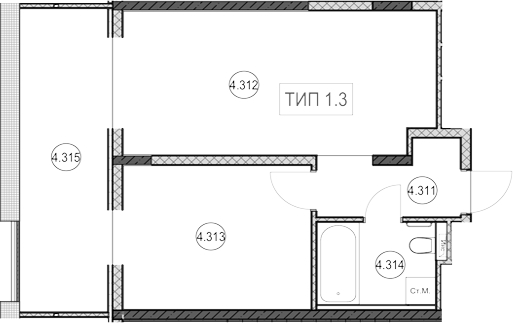 1-комн., 40.3 м², 3/9 этаж, ЖК «ГК Сан Гарден Хотел&СПА»