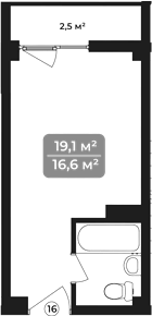 Объект, 19.1 м², 11/11 этаж, ЖК «Море»