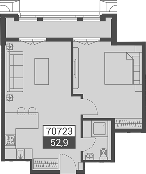 Объект, 52.9 м², 5/7 этаж, ЖК «Красная поляна 540»