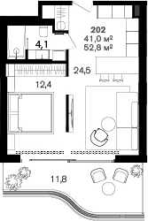 Студия, 41 м², 2/6 этаж, ЖК «Benefit Sea Breeze Sochi»