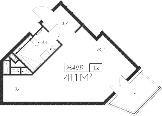 Студия, 36.1 м², 2/9 этаж, ЖК «Морелло»