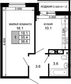 1-комн., 35.4 м², 9/16 этаж, ЖК «Дыхание»