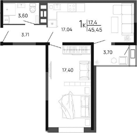 Продается 1-комн. квартира, 41.75 м²