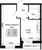 Продается 1-комн. квартира, 36.2 м²