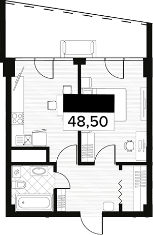 Объект, 48.5 м², 6/14 этаж, ЖК «Горизонт. AVA Сочи»