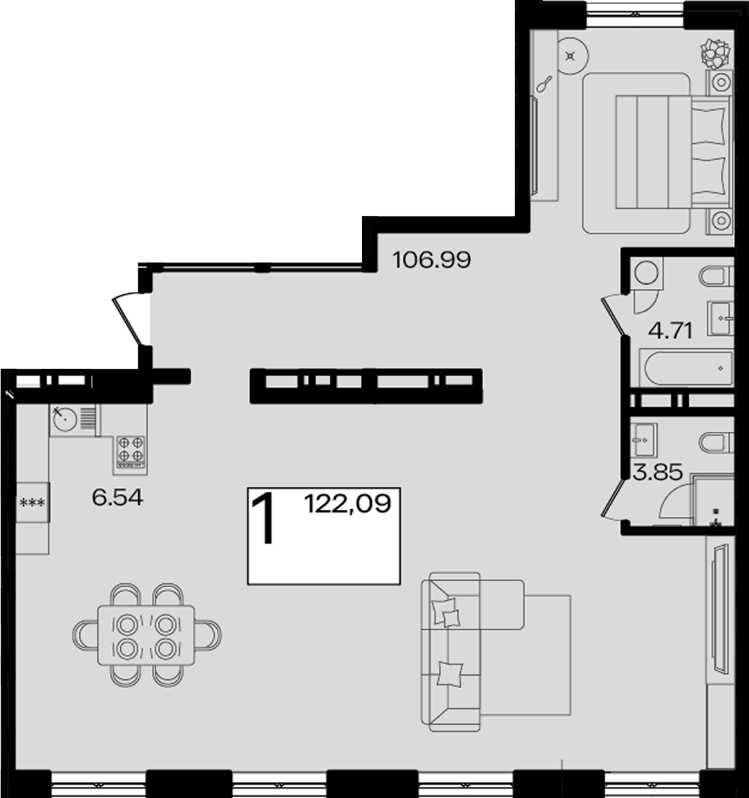 Объект, 120.96 м², 16/16 этаж, ЖК «Патрики»