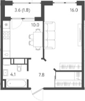 1-комн., 37.9 м², 21/24 этаж, ЖК «Все Свои VIP»