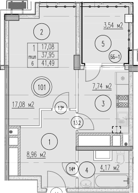 1-комн., 37.95 м², 8/10 этаж, ЖК «Agoy Park Residence by Lavicon»