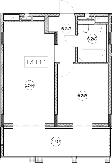 1-комн., 40.7 м², 2/7 этаж, ЖК «ГК Сан Гарден Хотел&СПА»