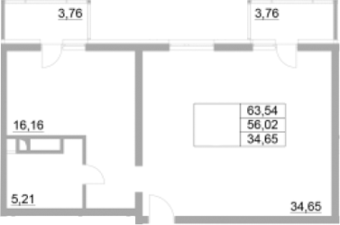 Продается 1-комн. квартира, 56.02 м²