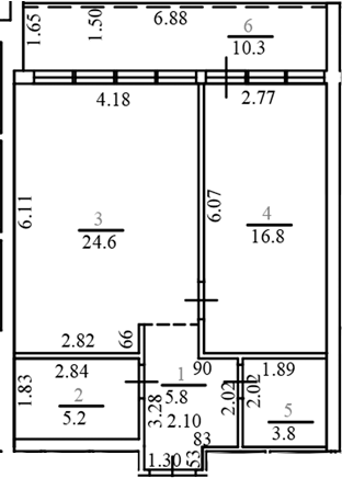 2-комн., 56.2 м², 15/15 этаж, ЖК «Гостиничный комплекс Brevis Apartments»