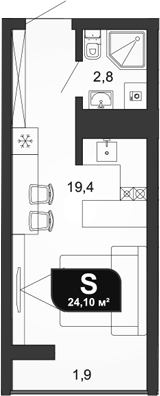Студия, 22.2 м², 18/19 этаж, ЖК «Сочи Парк»