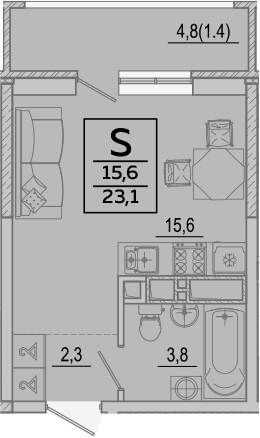 Студия, 21.7 м², 20/24 этаж, ЖК «Улыбка»