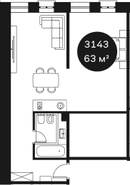 Объект, 36.85 м², 3/4 этаж, ЖК «Резиденция Волна»