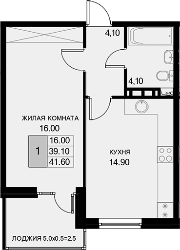 Продается 1-комн. квартира, 39.1 м²
